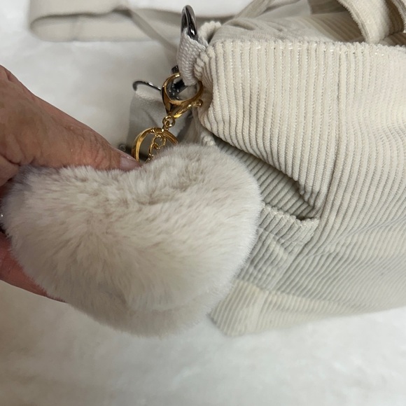 Elegant Cream Corduroy Women's Tote Bag - Picture 9 of 12